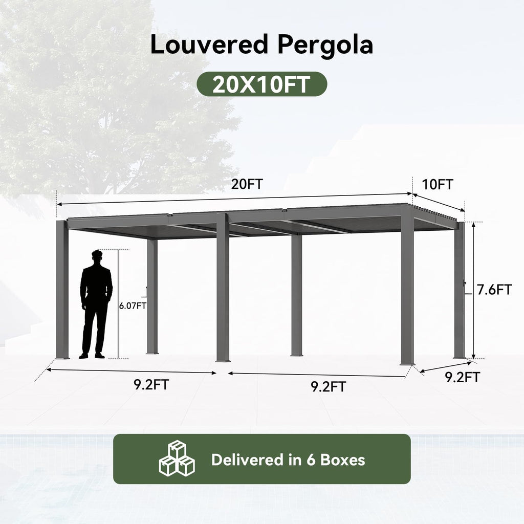 Aoxun 10' x 20' Louvered Pergola
