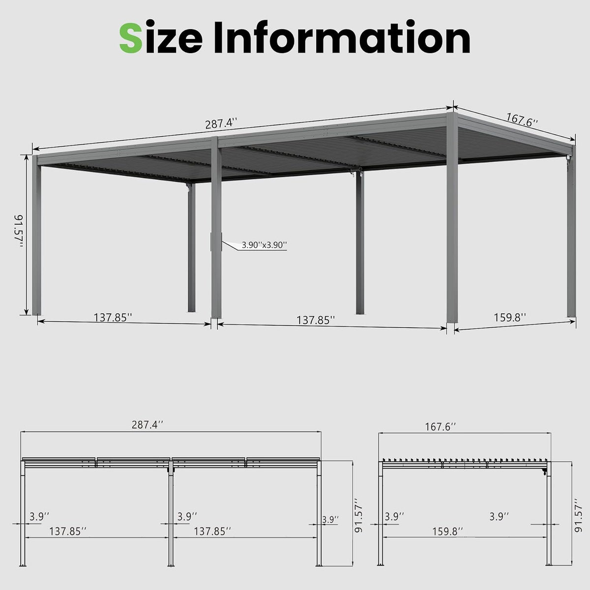Domi 14' x 24' Louvered Pergola
