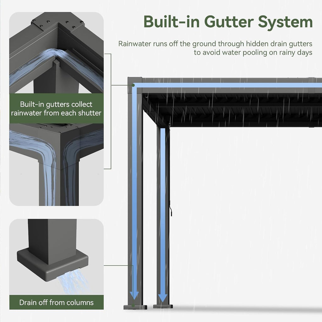 Aoxun 12' x 16' Louvered Pergola