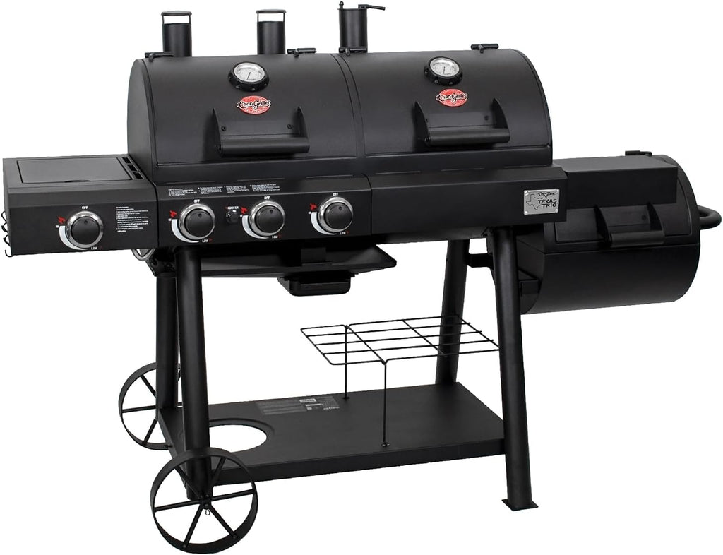 Char-Griller Texas Trio Charcoal Smoker - 3-Burner, 1390 Sq In