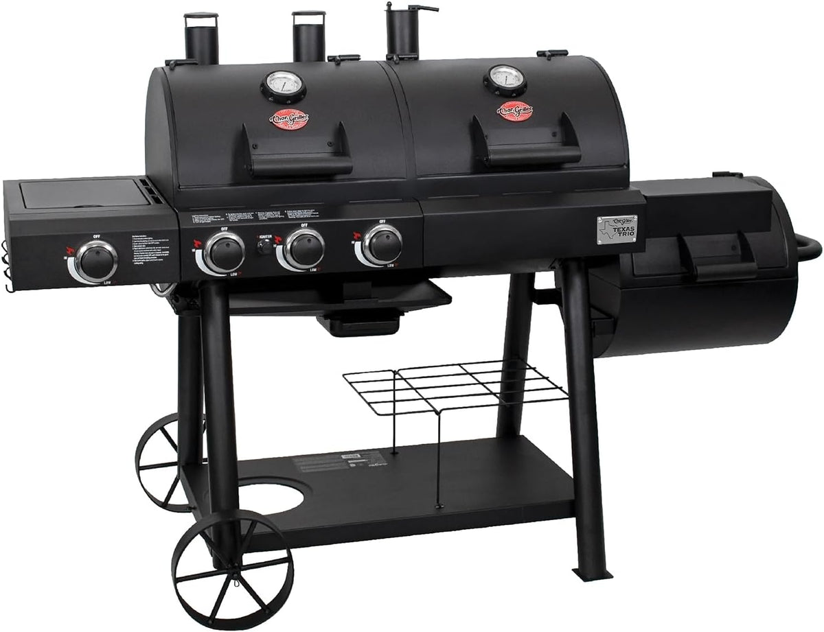 Char-Griller Texas Trio Charcoal Smoker - 3-Burner, 1390 Sq In