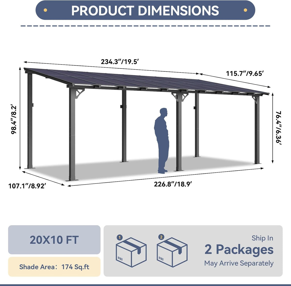 Breezestival 10' x 20' Lean-to Gazebo