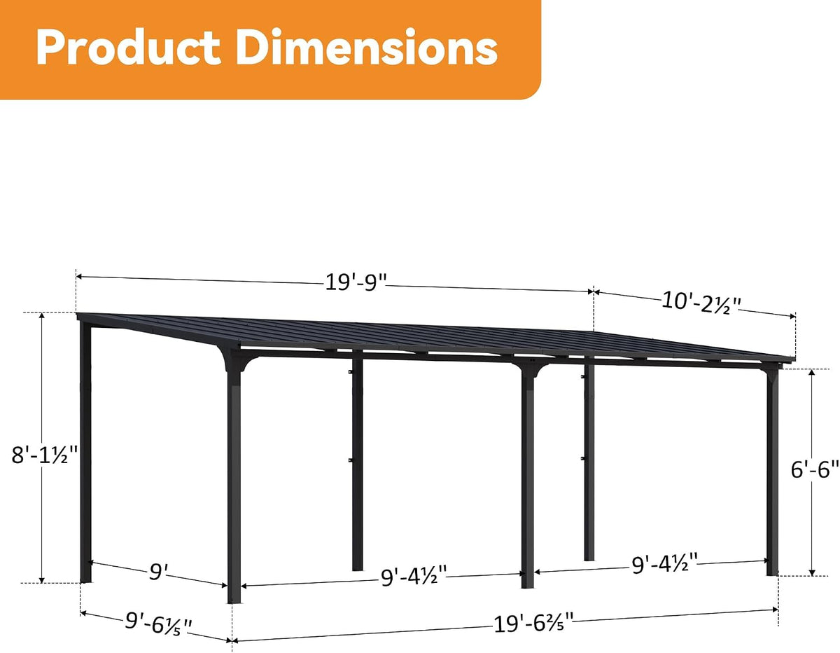 Covered Outdoor 10' x 20' Lean-to Gazebo