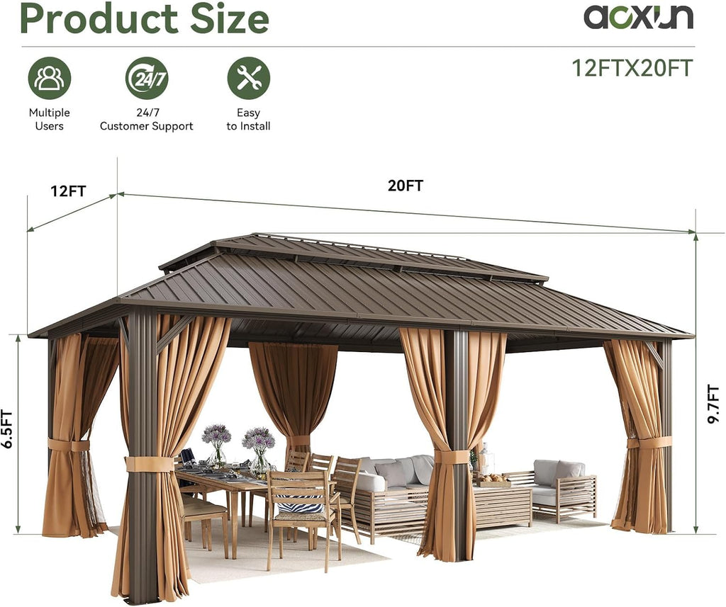 Aoxun 20' x 12' Hardtop Gazebo