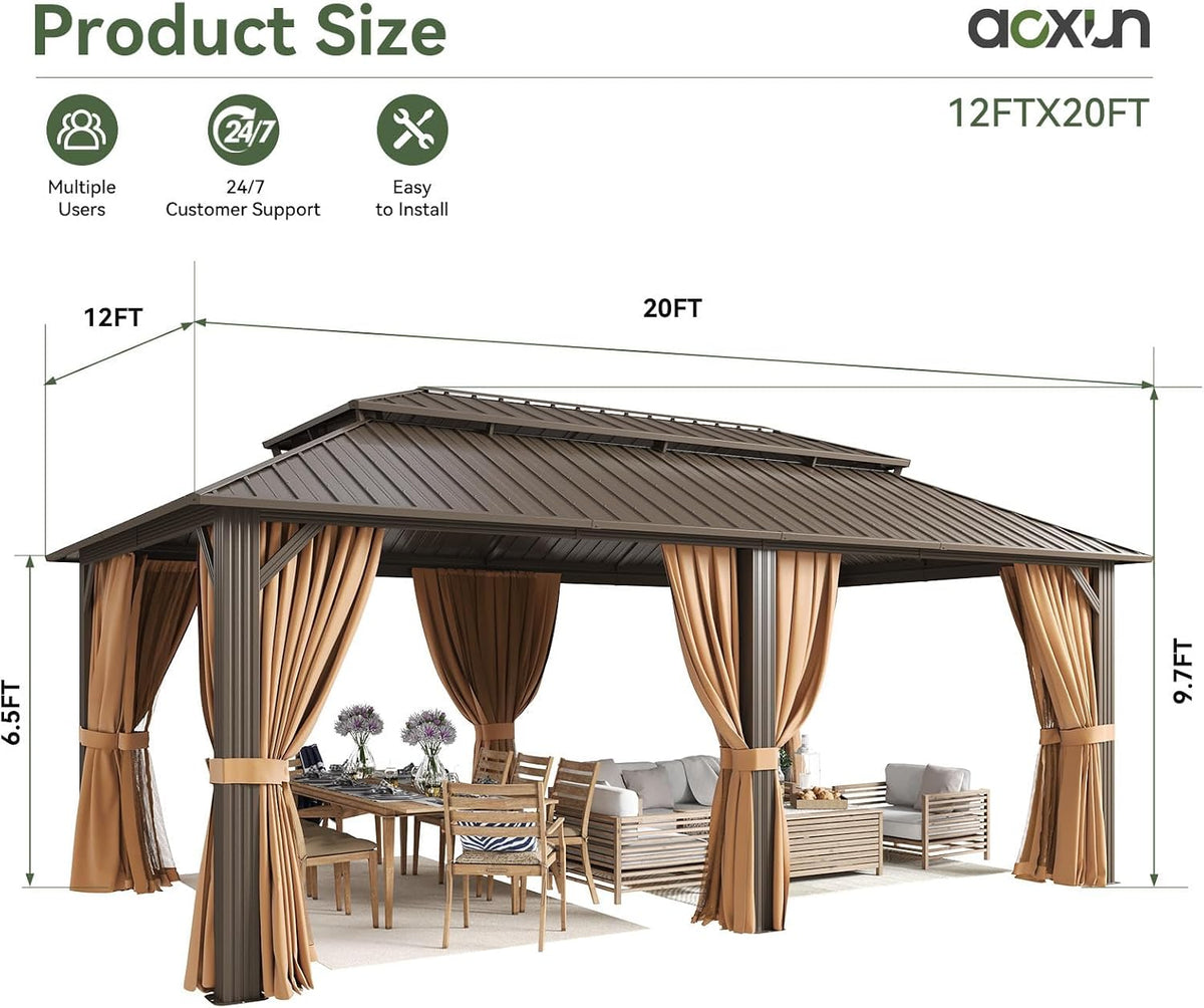 Aoxun 20' x 12' Hardtop Gazebo