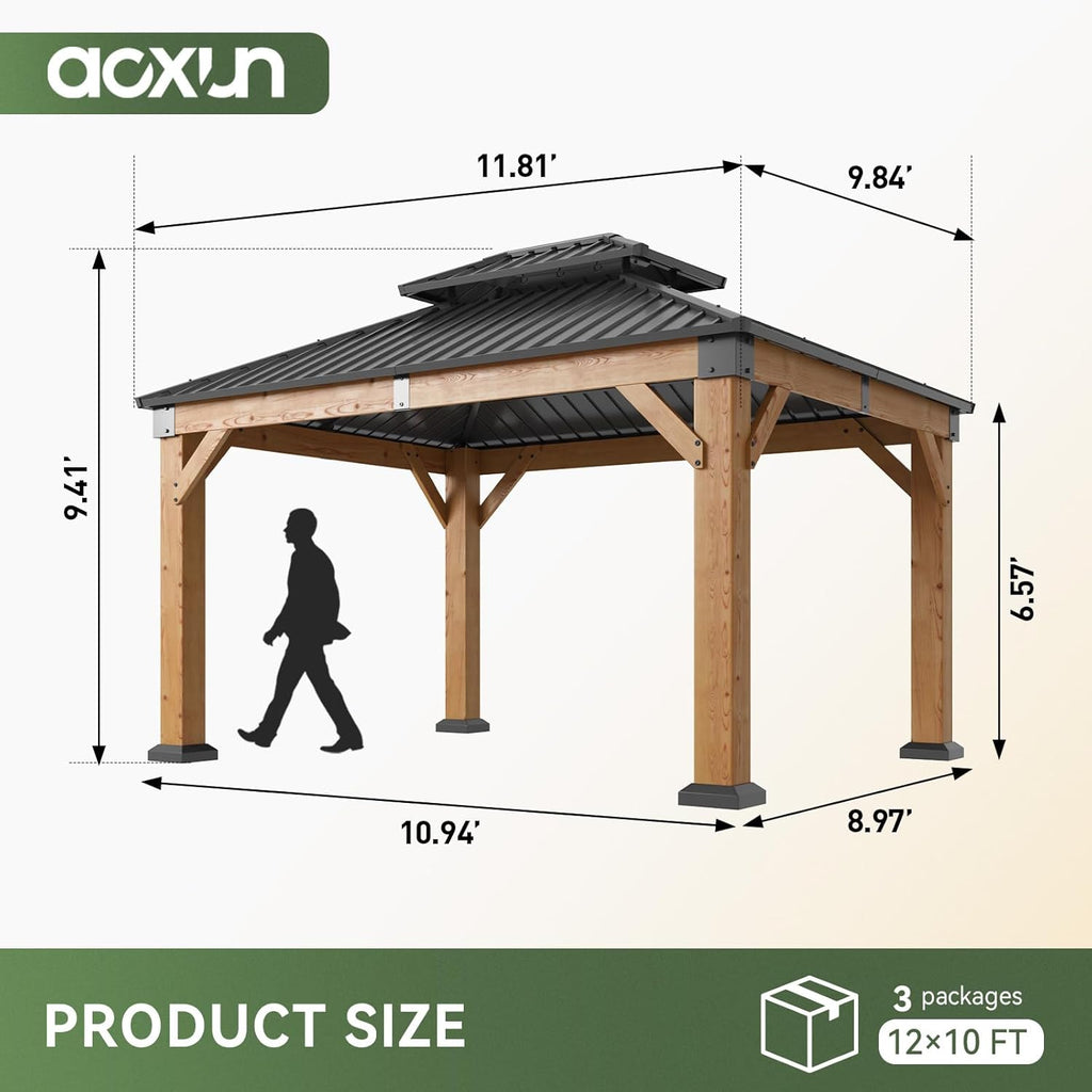 Aoxun 10' x 12' Wood Gazebo