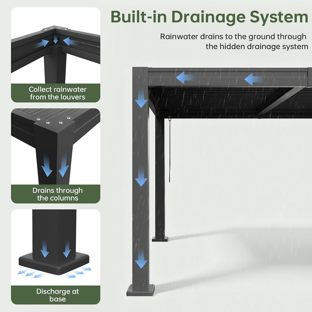 Aoxun 10' x 12' Louvered Pergola