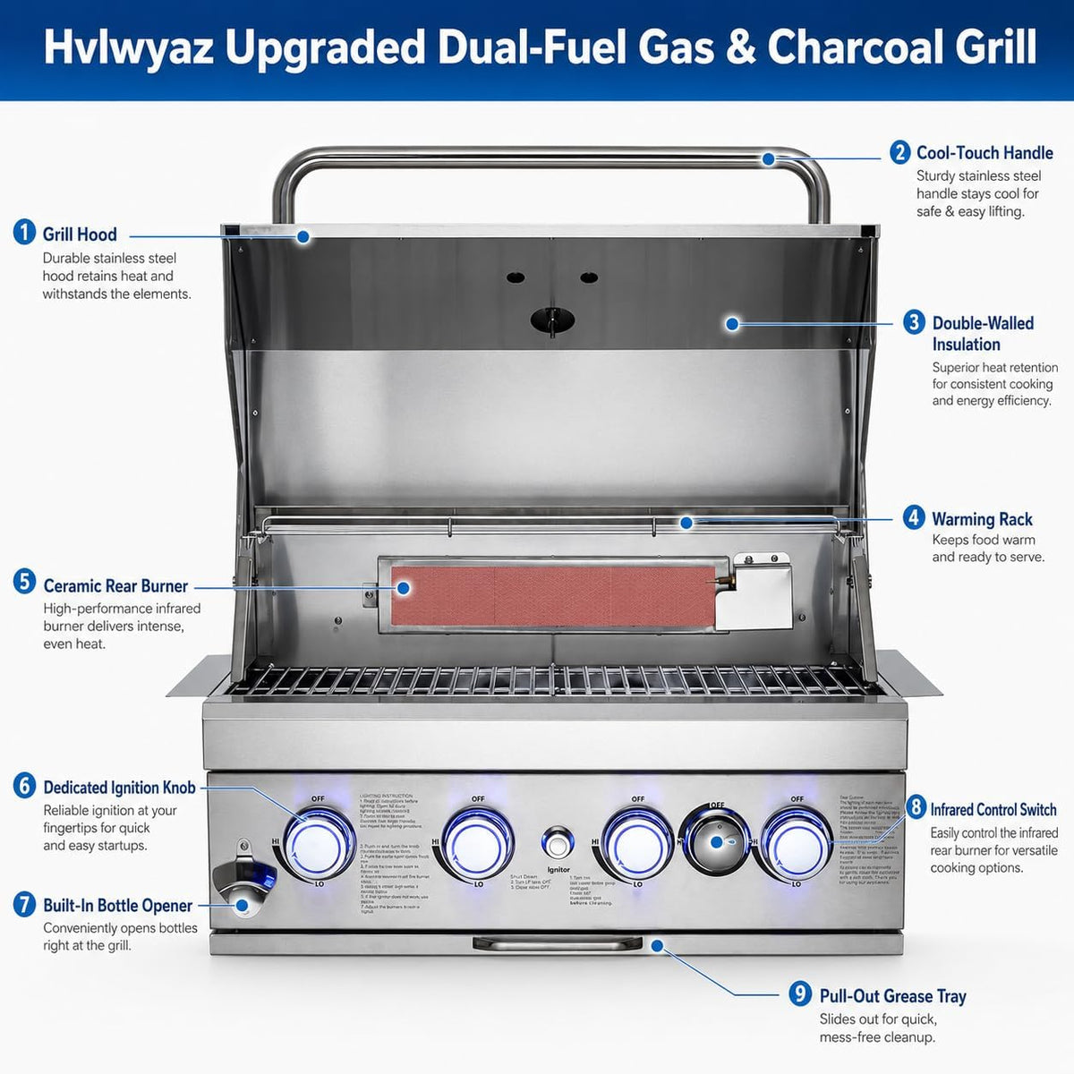 Hvlwyaz Built In Built-In Gas Grill - 4-Burner