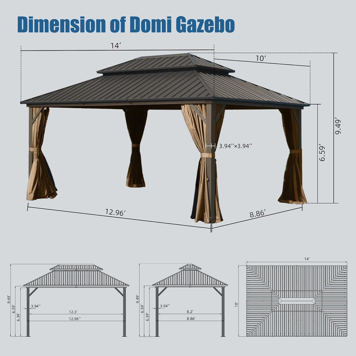 Domi 10' x 14' Hardtop Gazebo