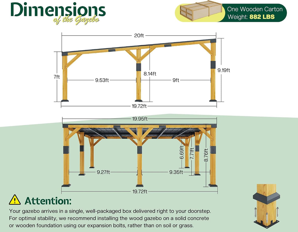 Jocisland 20' x 20' Wood Gazebo