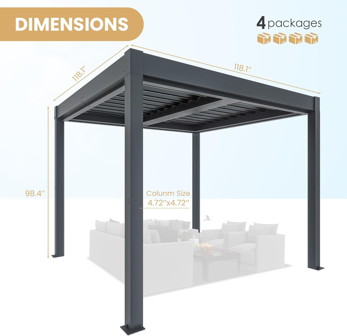 Greesum 10' x 10' Motorized Louvered Pergola
