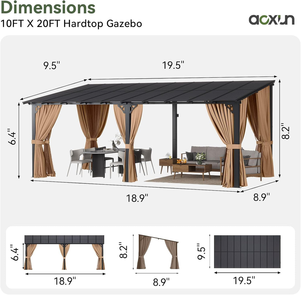 Aoxun 20' x 10' Lean-to Gazebo