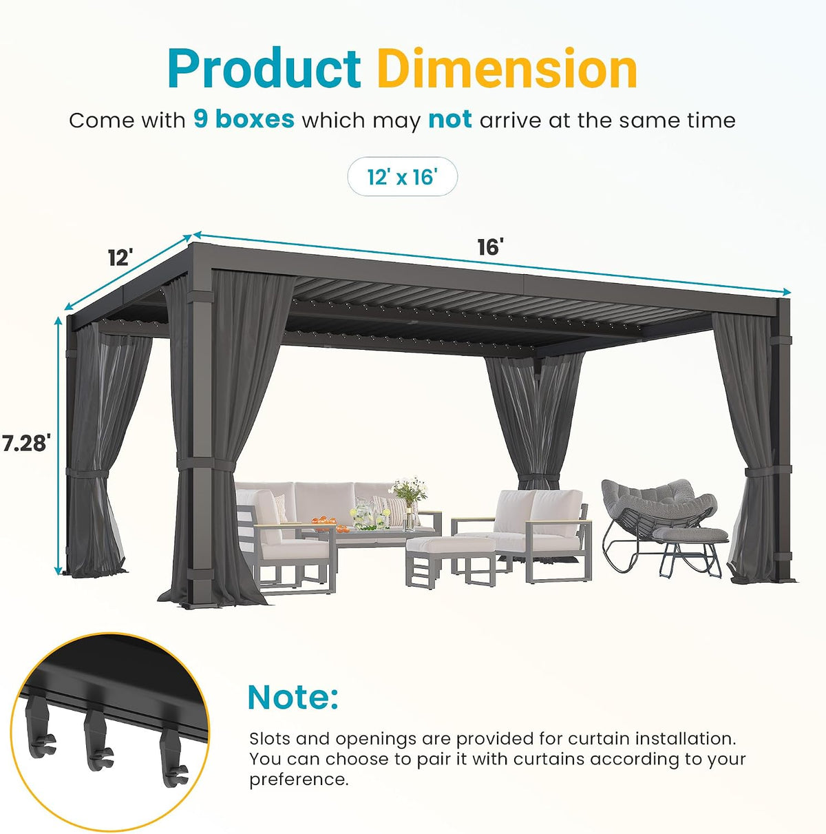 FansaFurn 12' x 16' Louvered Pergola