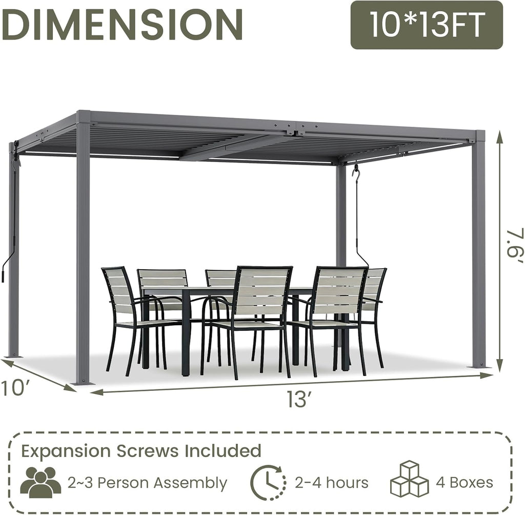 ADRERIC 10' x 13' Louvered Pergola