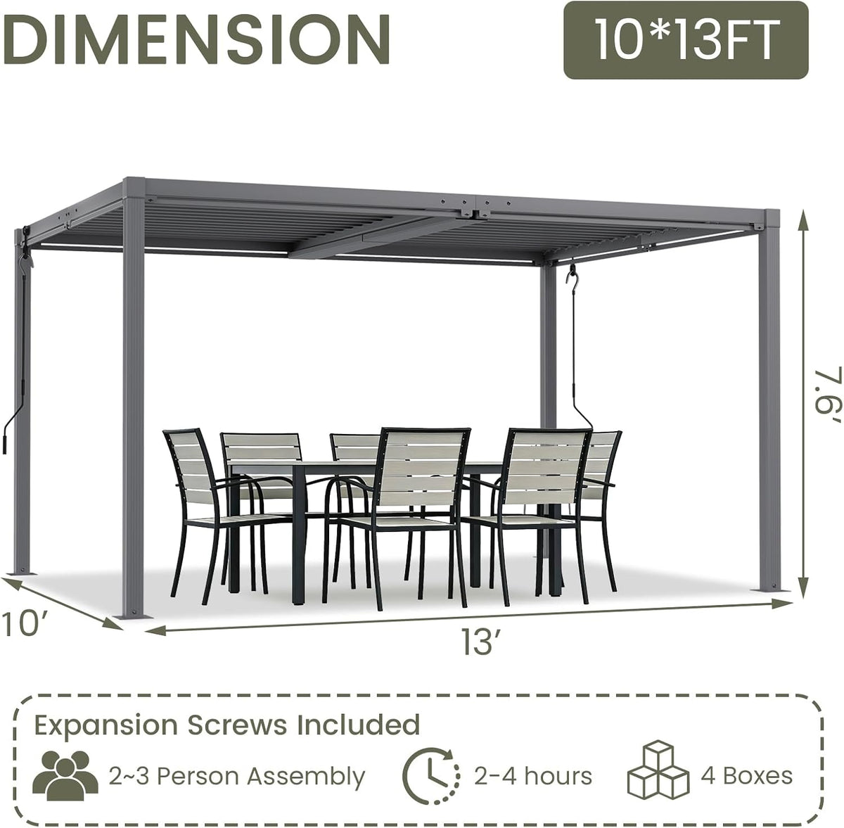 ADRERIC 10' x 13' Louvered Pergola
