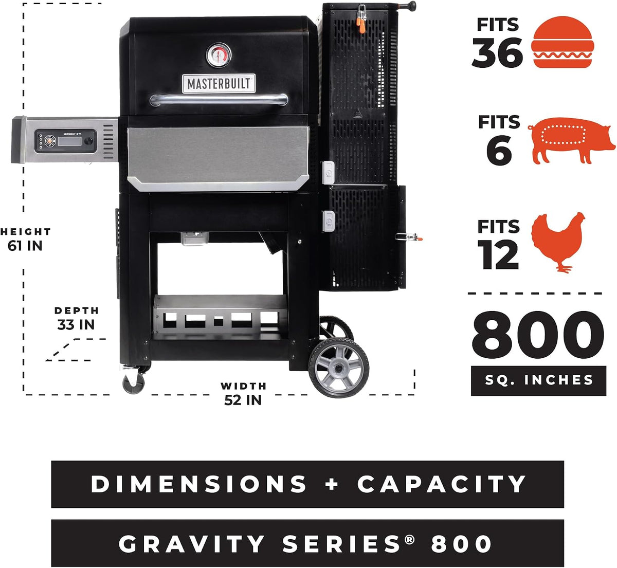 Masterbuilt Gravity Series 800 Charcoal Smoker - 800 Sq In