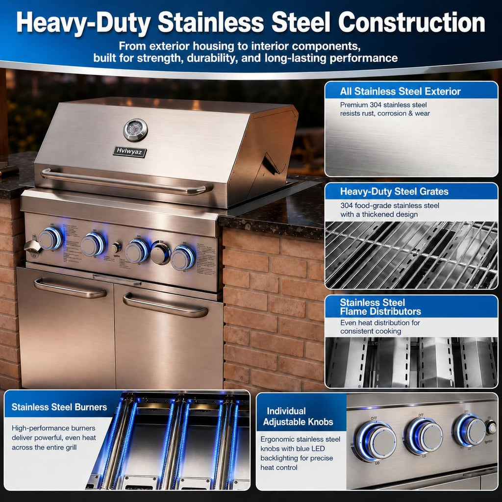Hvlwyaz Built In Built-In Gas Grill - 4-Burner