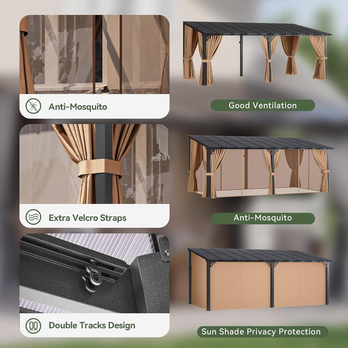 Aoxun 20' x 10' Lean-to Gazebo