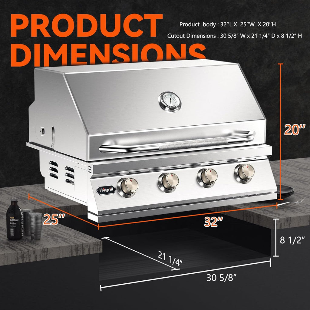 Hygrill Built-In Gas Grill - 4-Burner