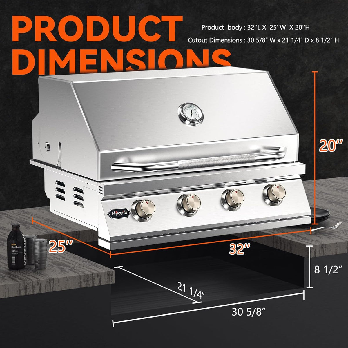 Hygrill Built-In Gas Grill - 4-Burner