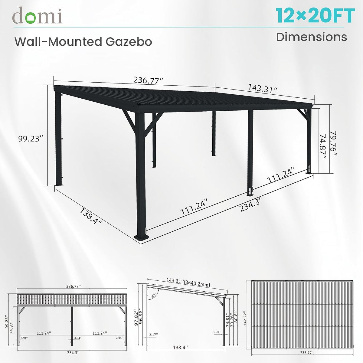 Domi 12' x 20' Lean-to Gazebo