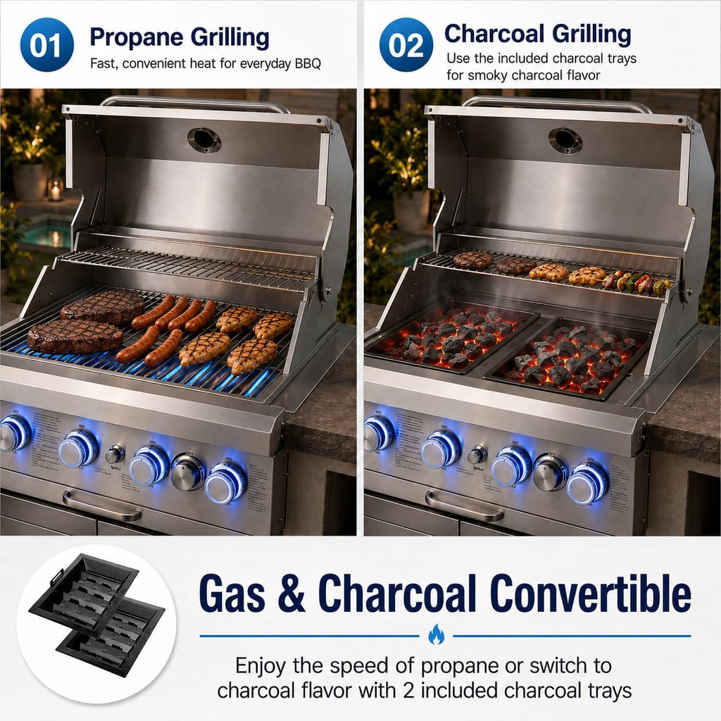 Hvlwyaz Built In Built-In Gas Grill - 4-Burner