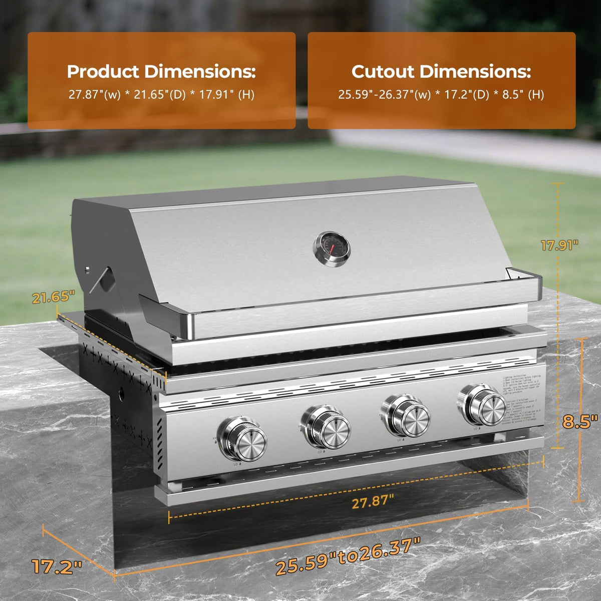 Electactic Built In Gas Grill - 4-Burner, 516 Sq In