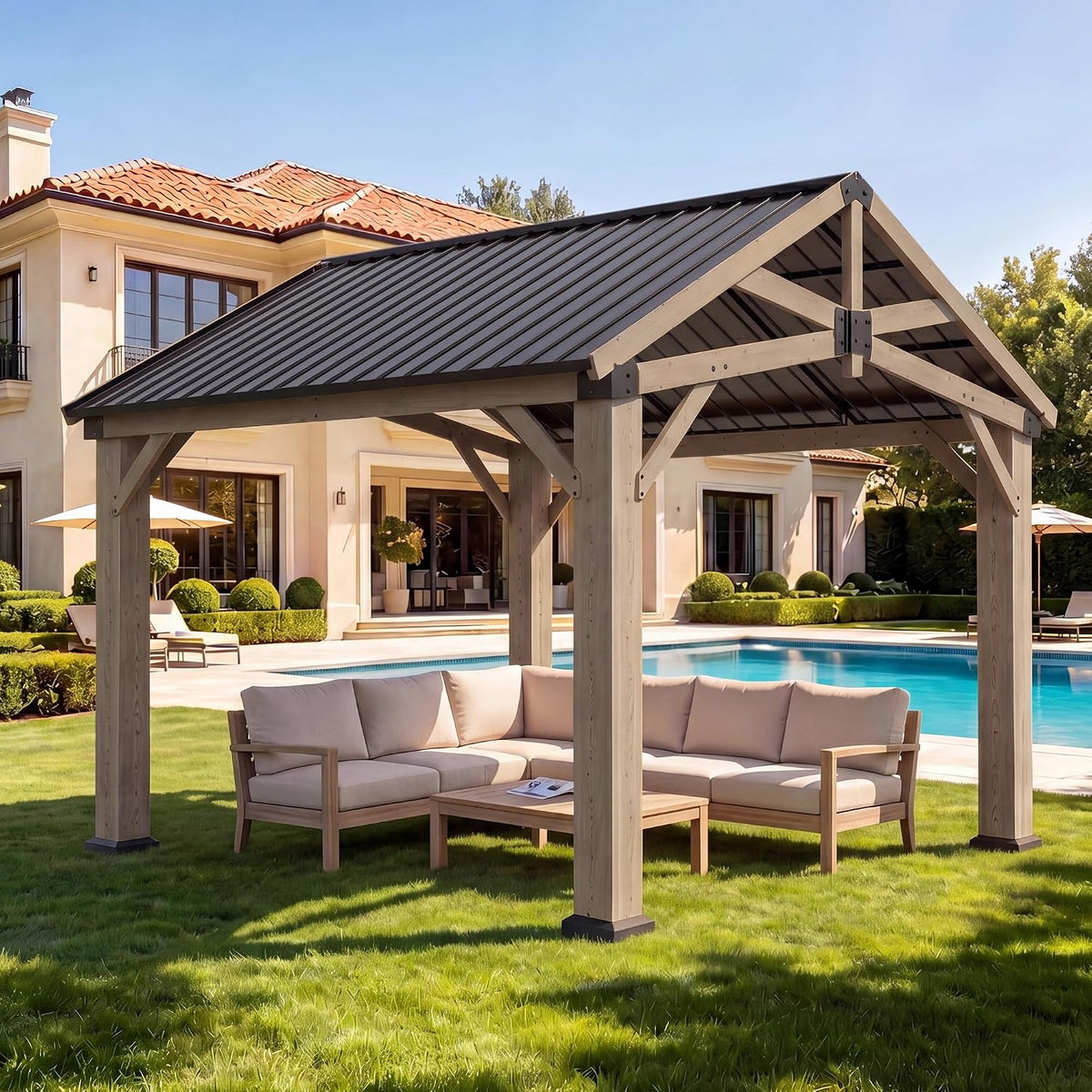 Aoxun 12' x 20' Wood Gazebo