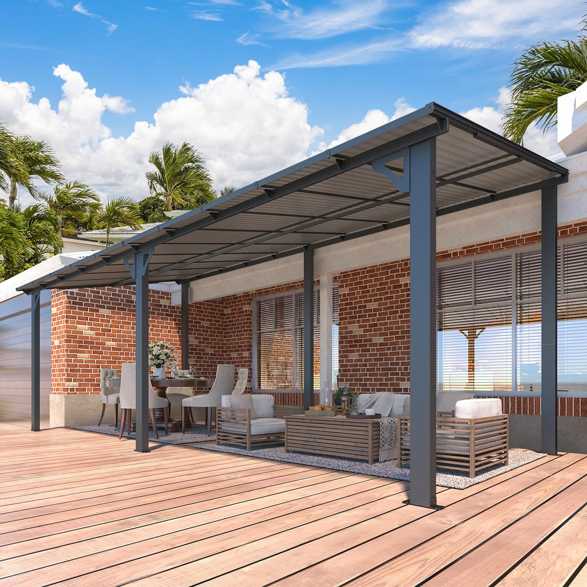 AECOJOY 20' x 8' Lean-to Gazebo
