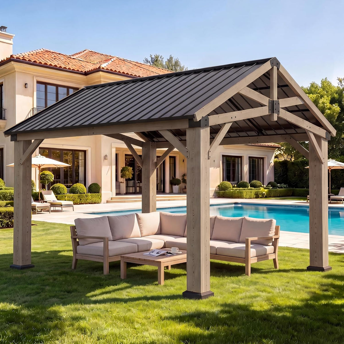 Aoxun 12' x 20' Wood Gazebo