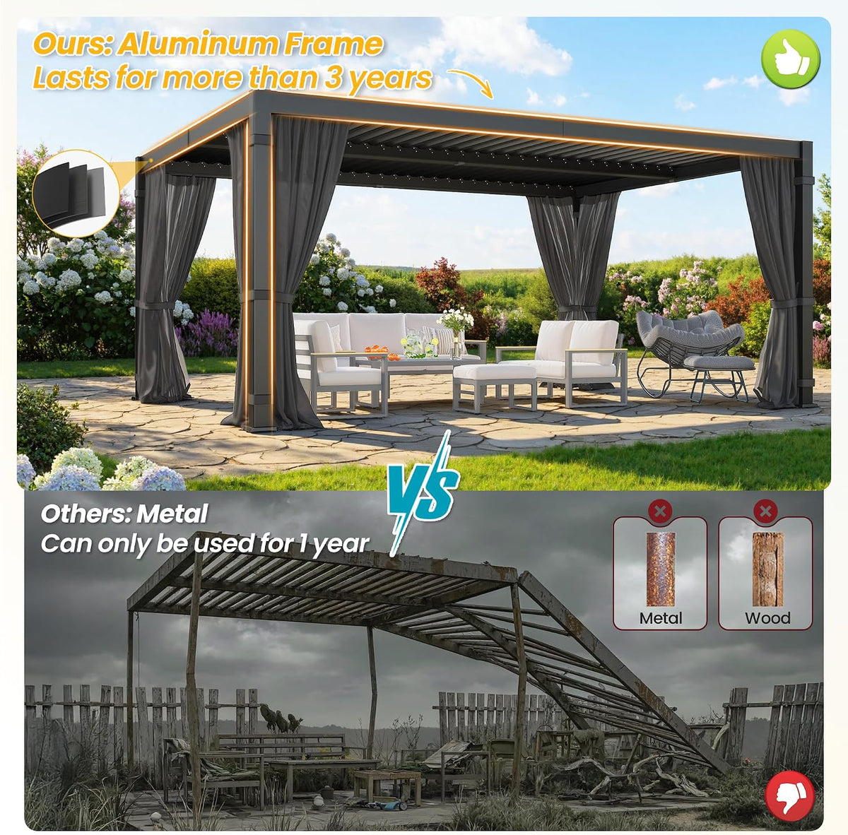 FansaFurn 12' x 16' Louvered Pergola