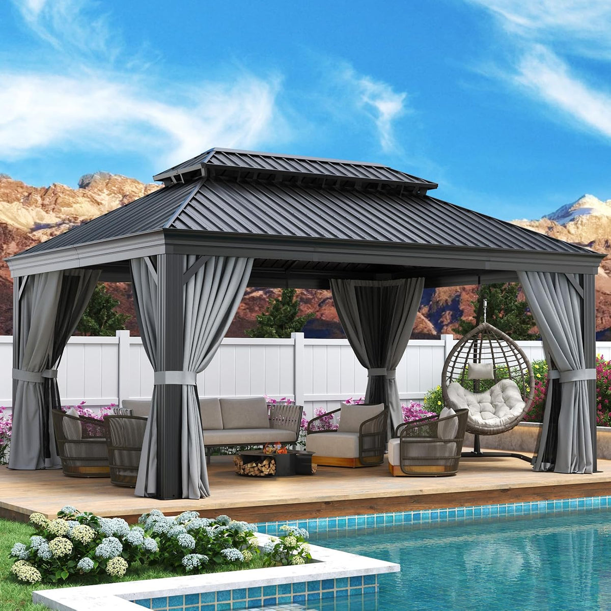 Aoxun 12' x 16' Hardtop Gazebo