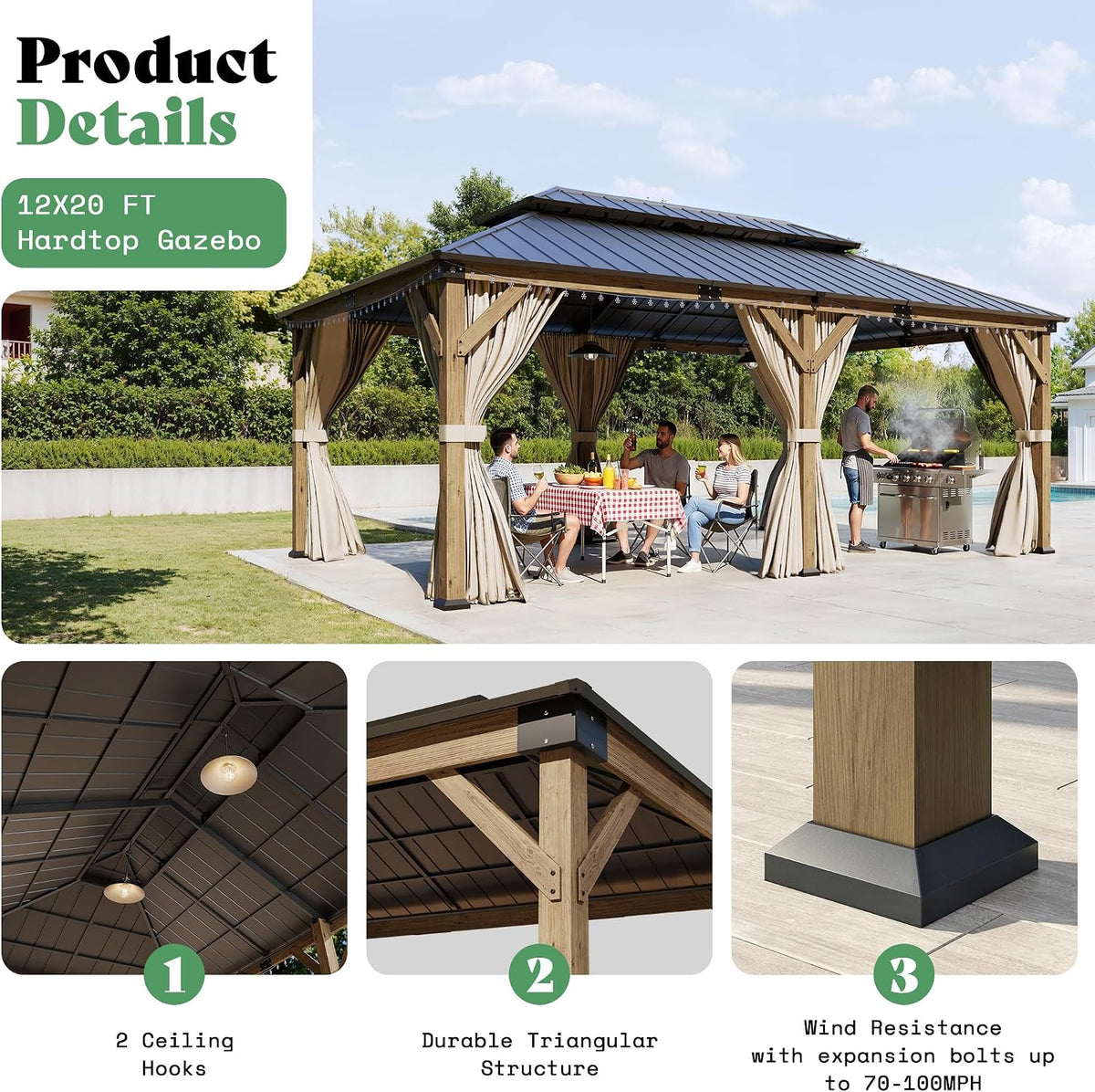 AMERLIFE 12' x 20' Hardtop Gazebo
