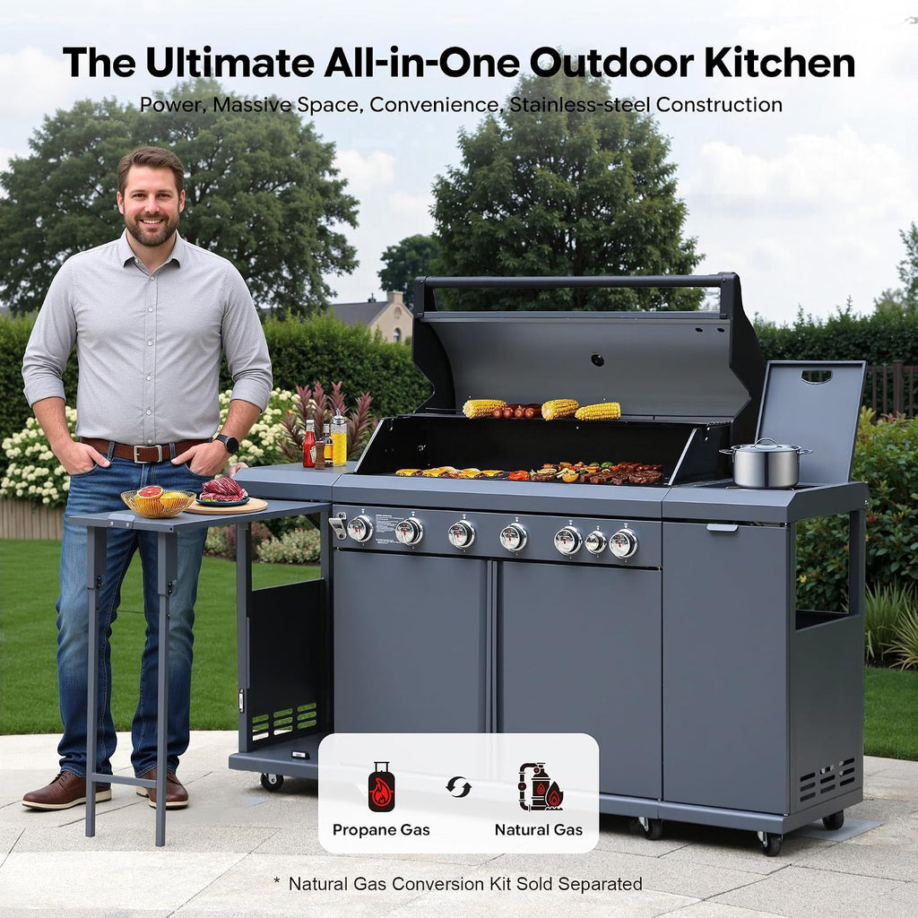 Brand-Man Built-In Gas Grill - 6-Burner