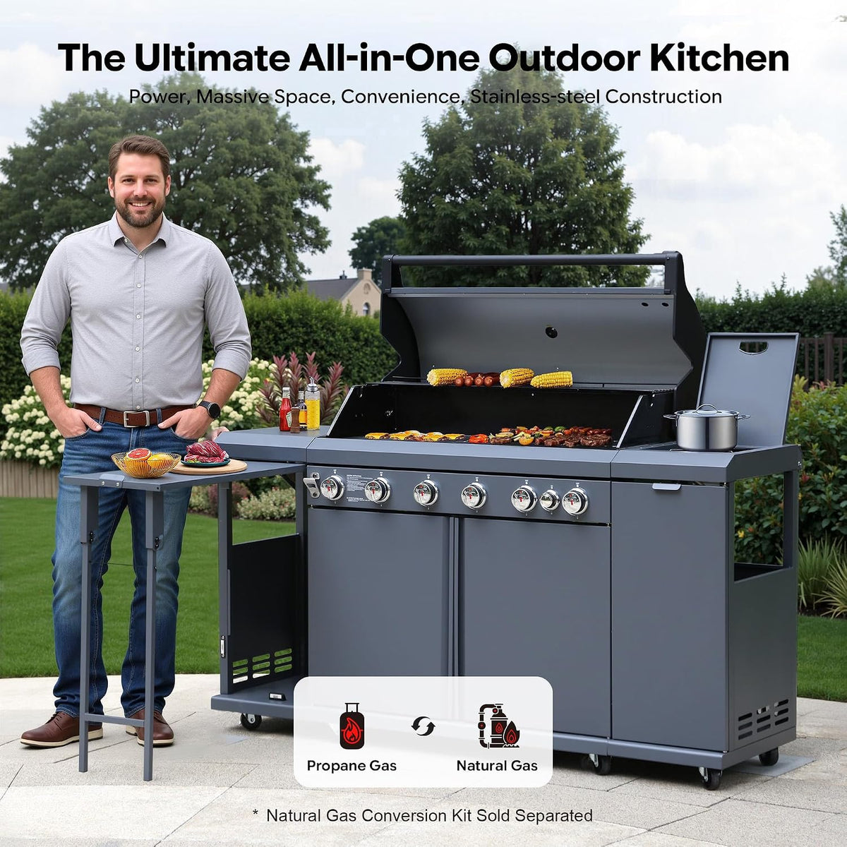 Brand-Man Built-In Gas Grill - 6-Burner