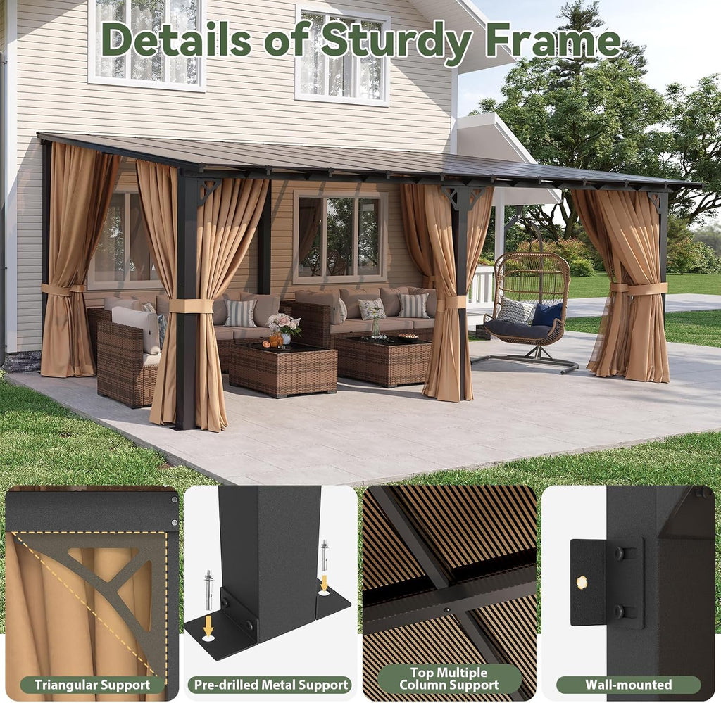 Aoxun 20' x 10' Lean-to Gazebo