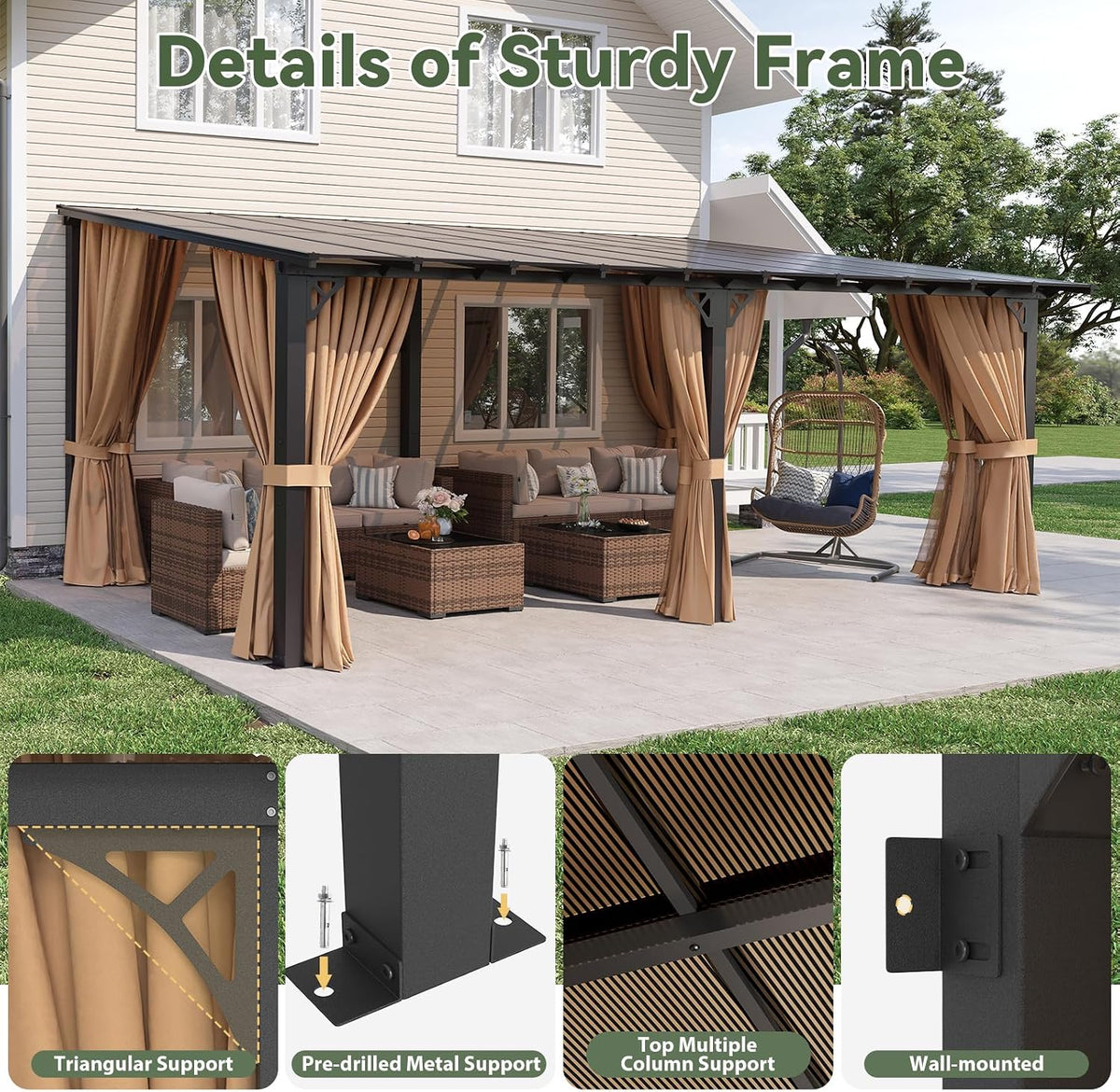 Aoxun 20' x 10' Lean-to Gazebo