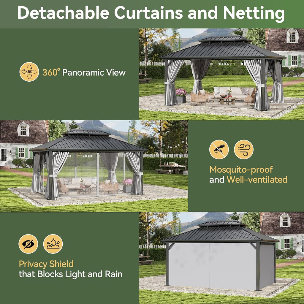 Aoxun 12' x 16' Hardtop Gazebo
