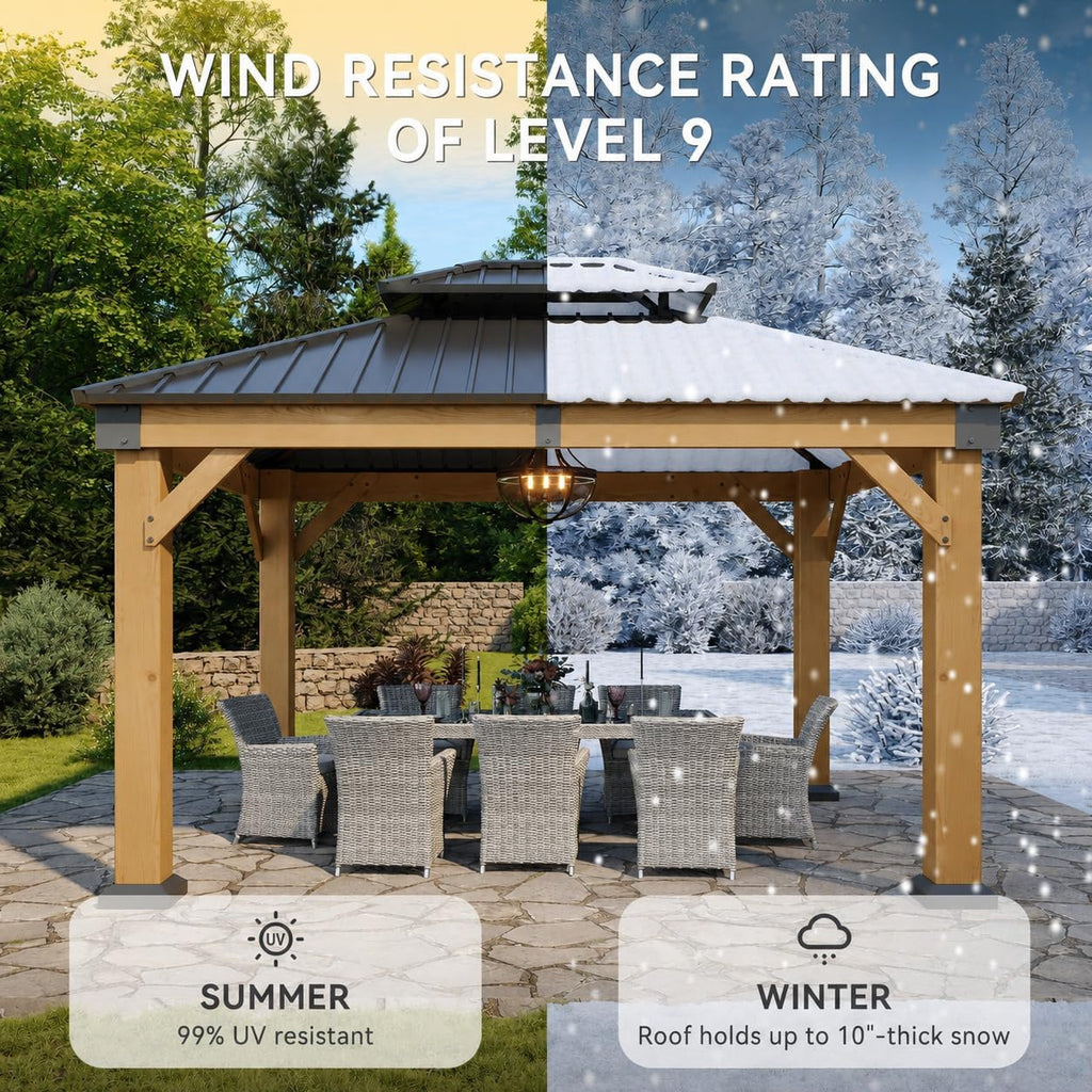 Aoxun 10' x 12' Wood Gazebo