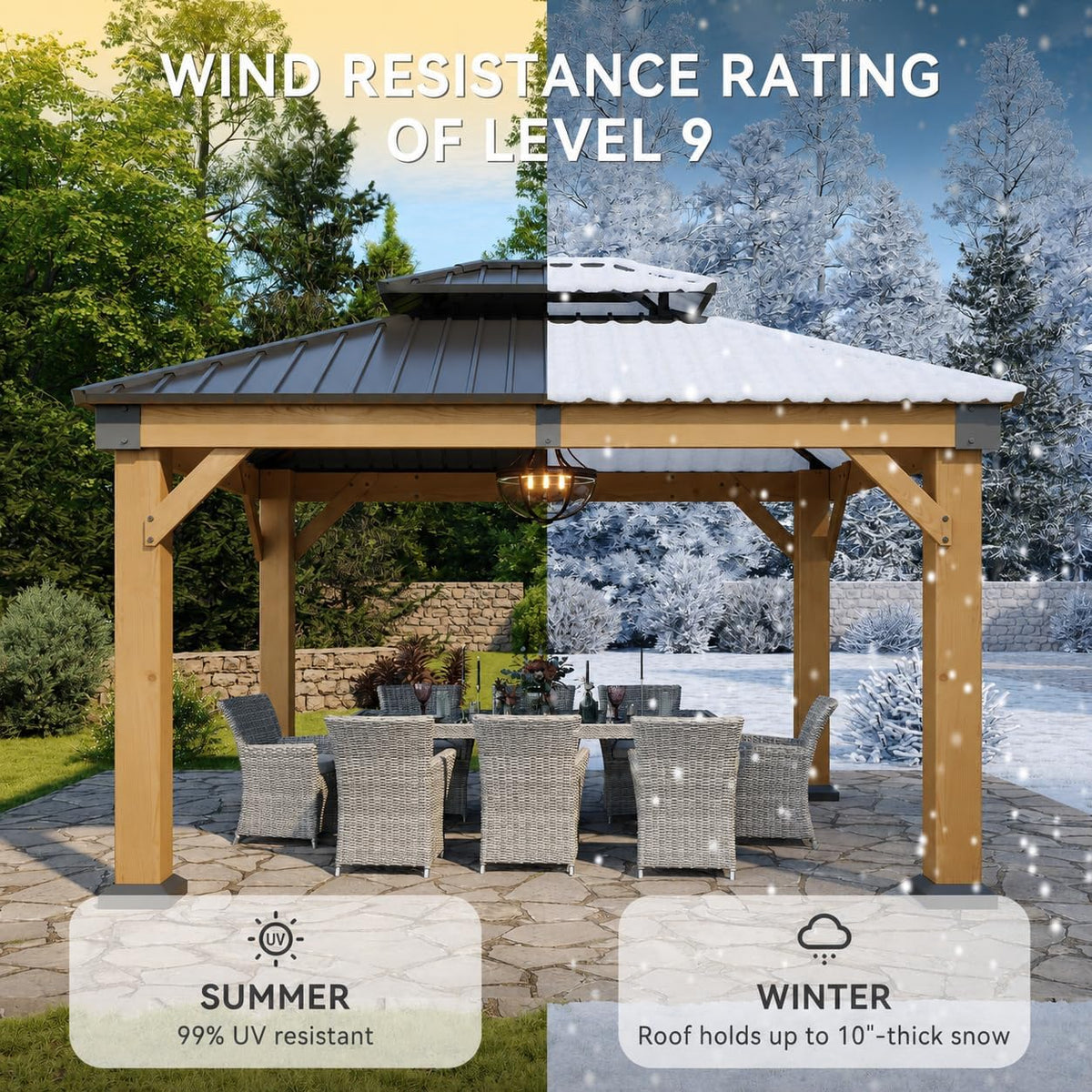 Aoxun 10' x 12' Wood Gazebo