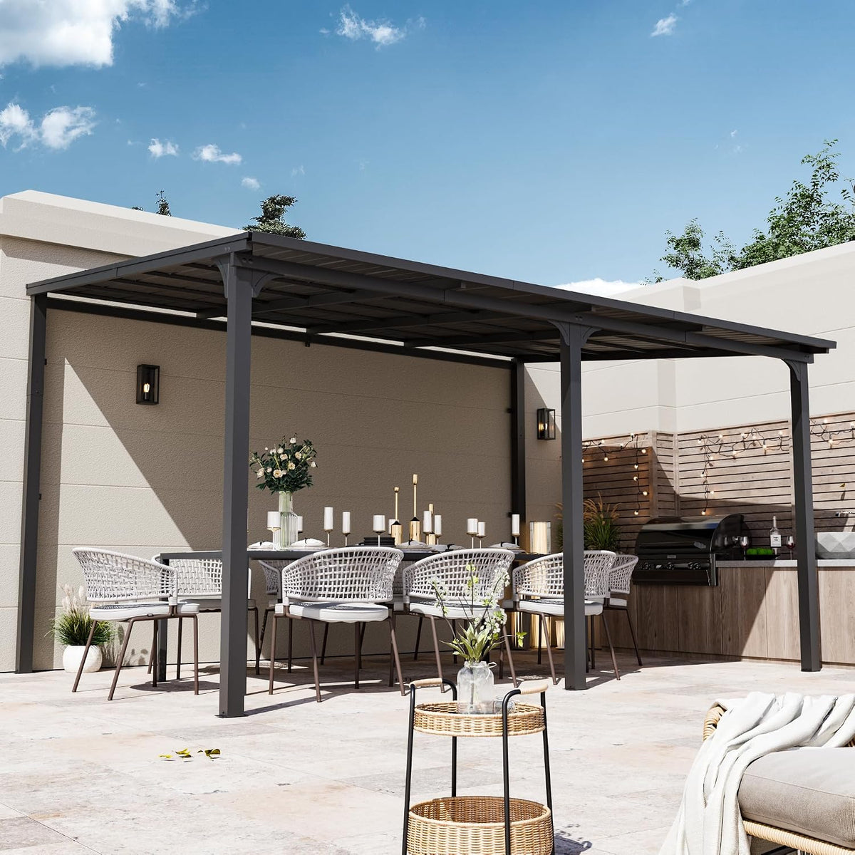 Covered Outdoor 10' x 20' Lean-to Gazebo
