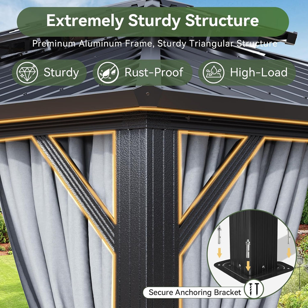 Aoxun 12' x 16' Hardtop Gazebo