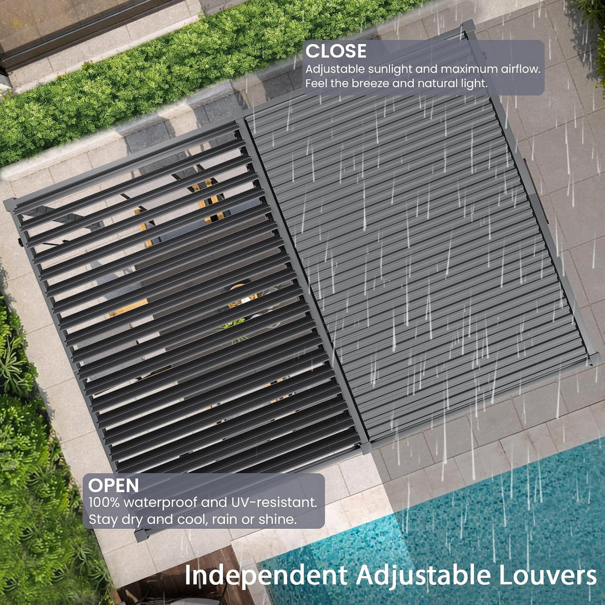 ADRERIC 10' x 13' Louvered Pergola