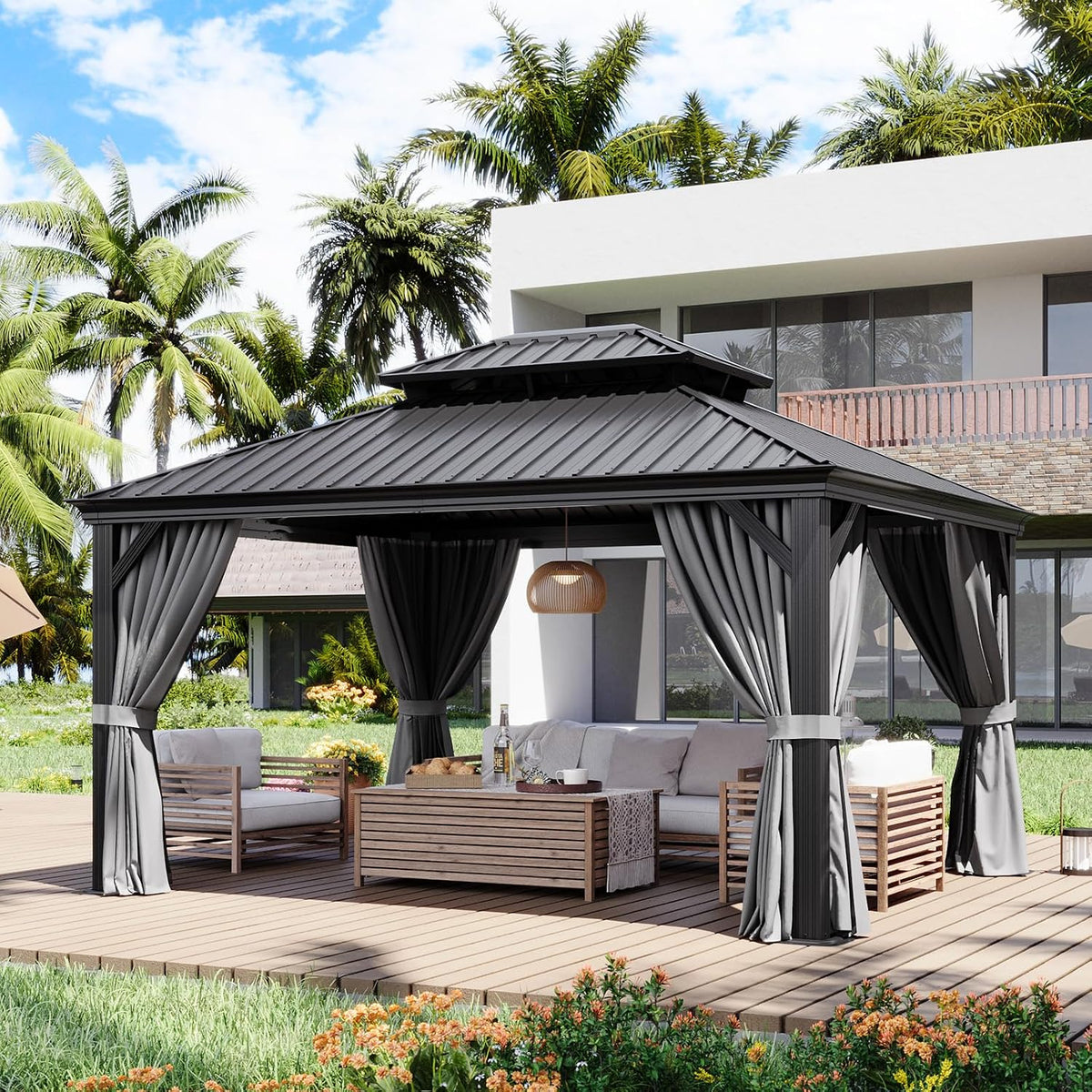 Aoxun 12' x 16' Hardtop Gazebo