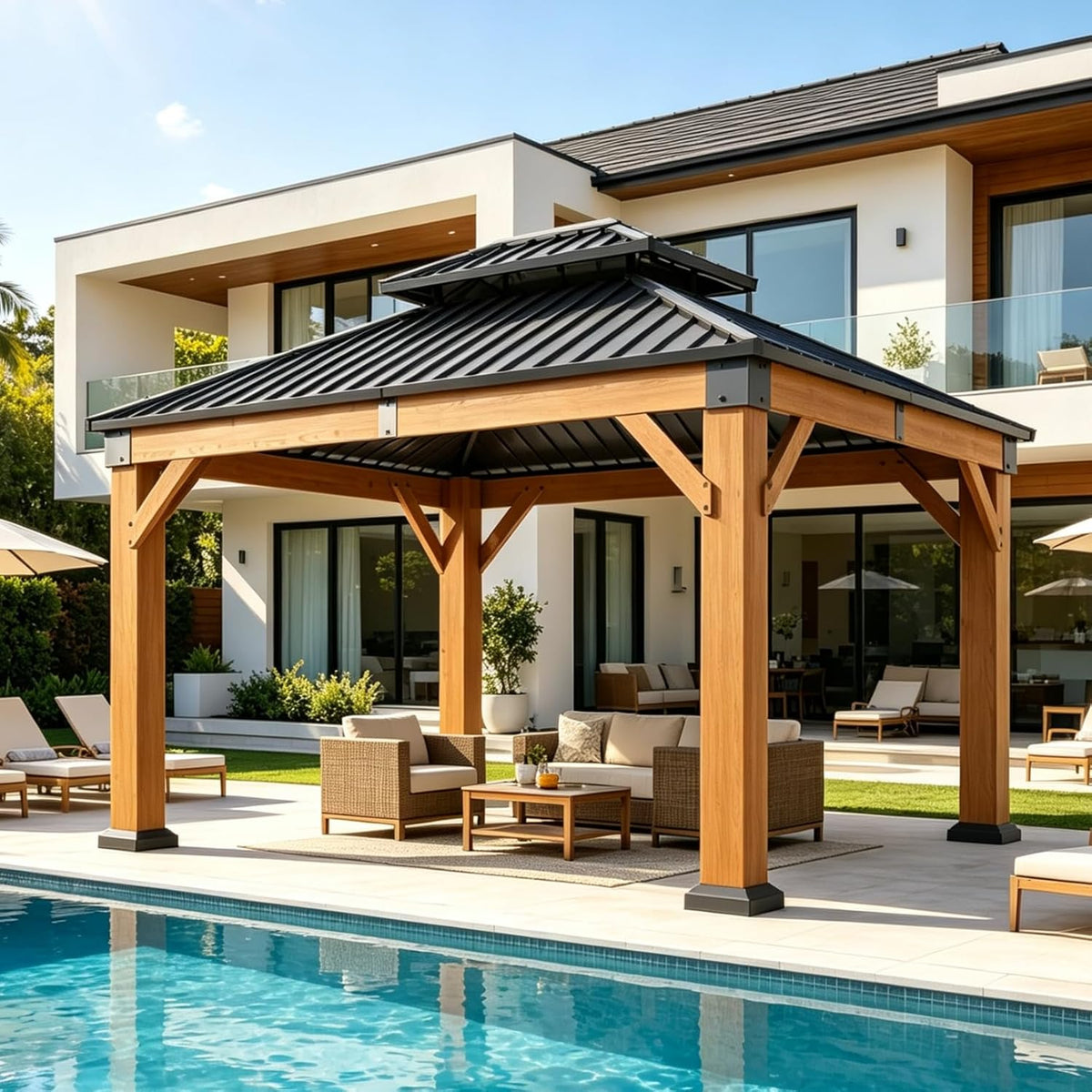 Aoxun 10' x 12' Wood Gazebo