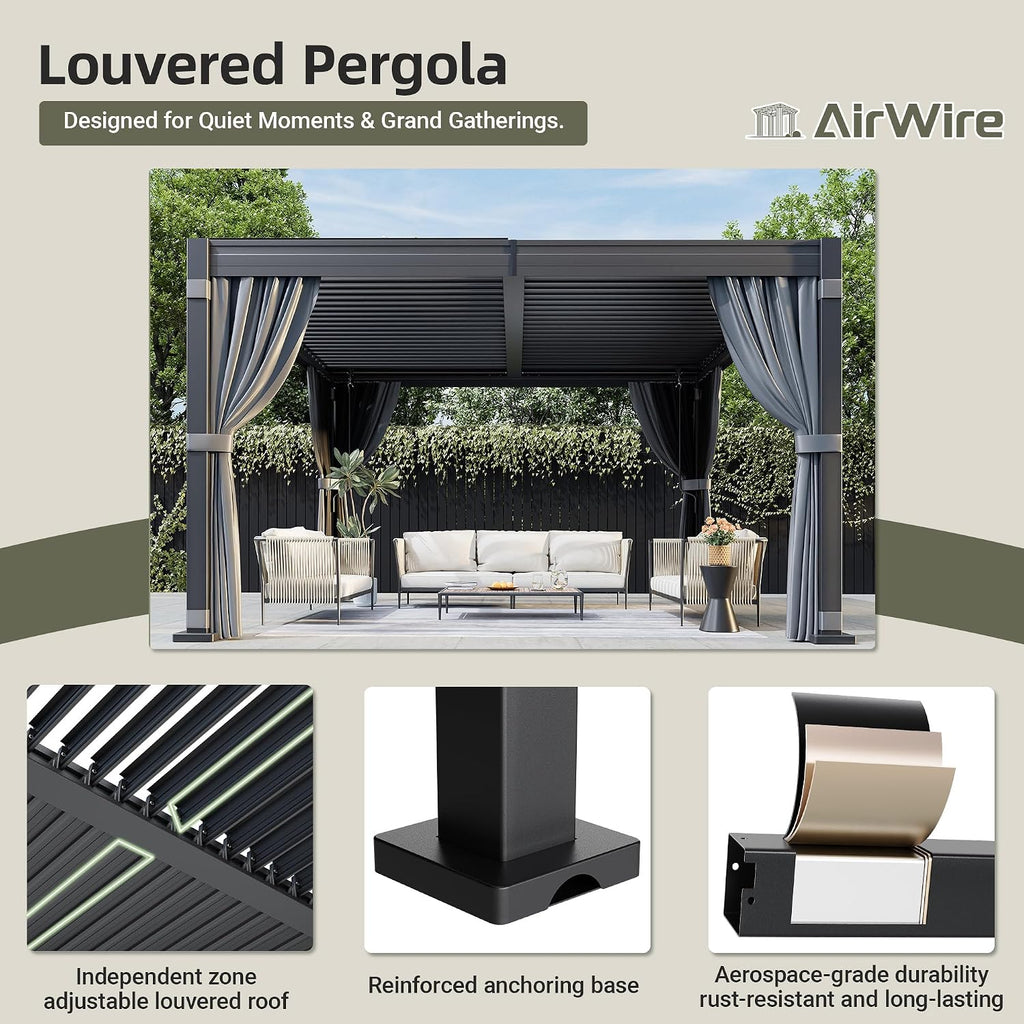 Airwire 10' x 12' Louvered Pergola