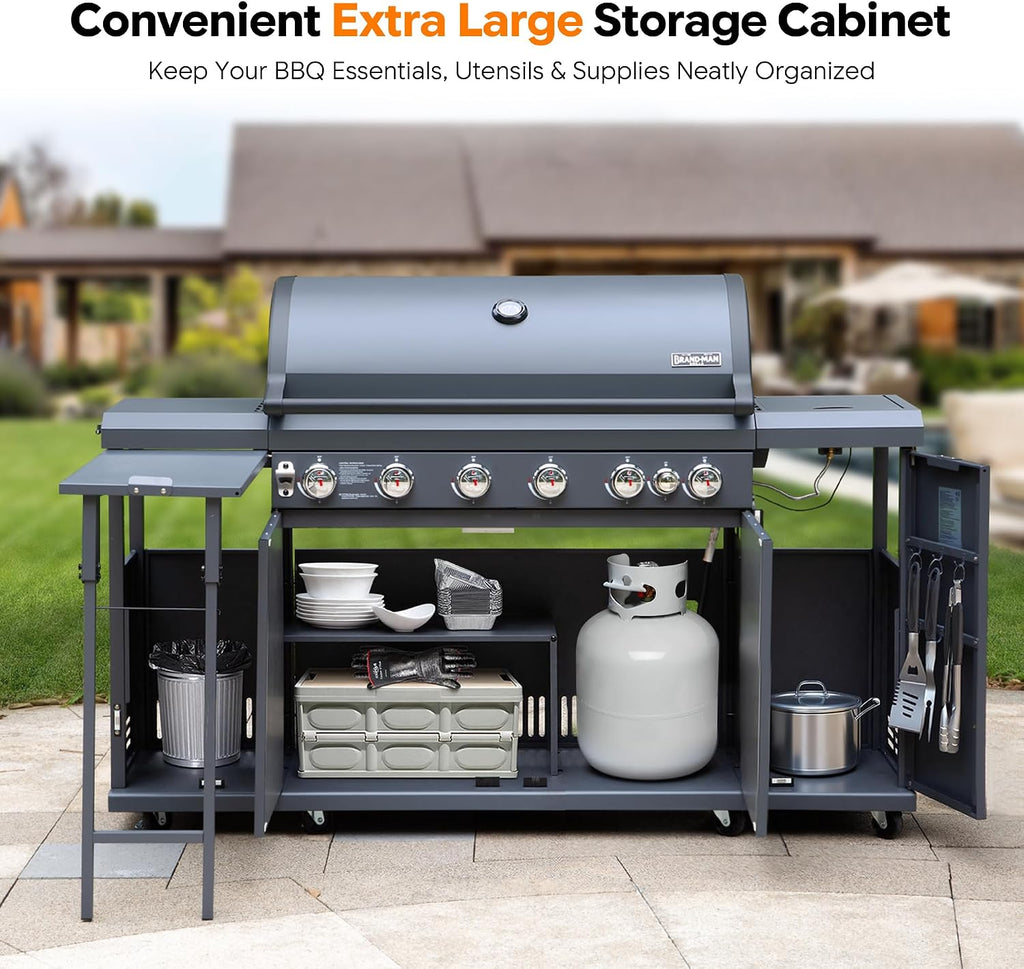 Brand-Man Built-In Gas Grill - 6-Burner