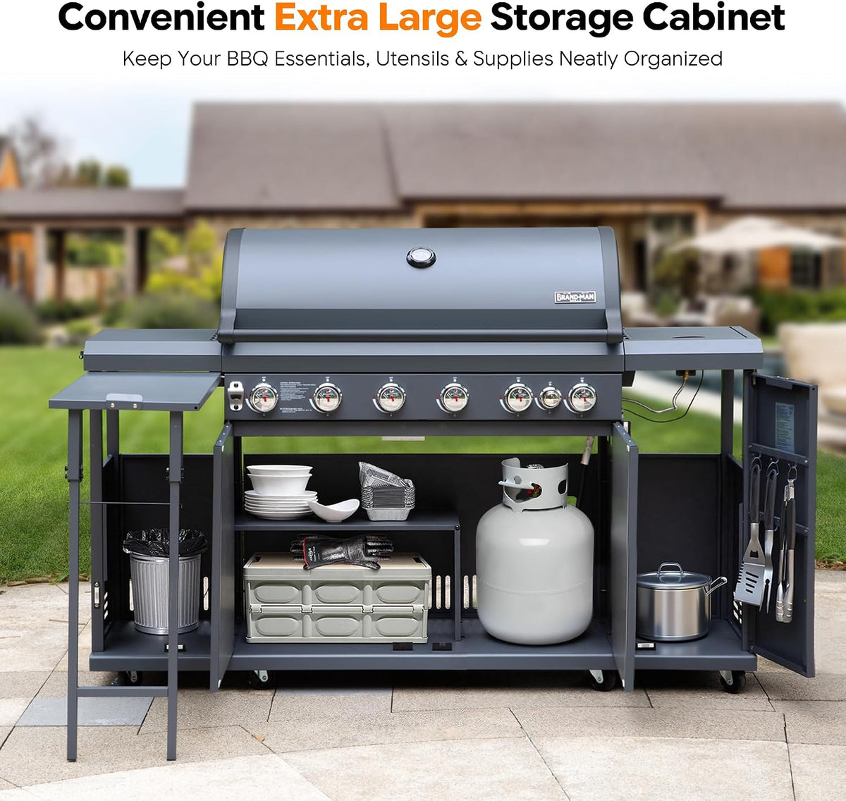 Brand-Man Built-In Gas Grill - 6-Burner