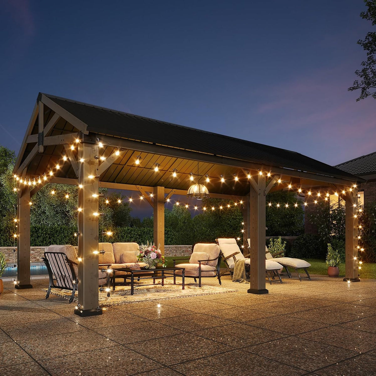 Aoxun 12' x 20' Wood Gazebo