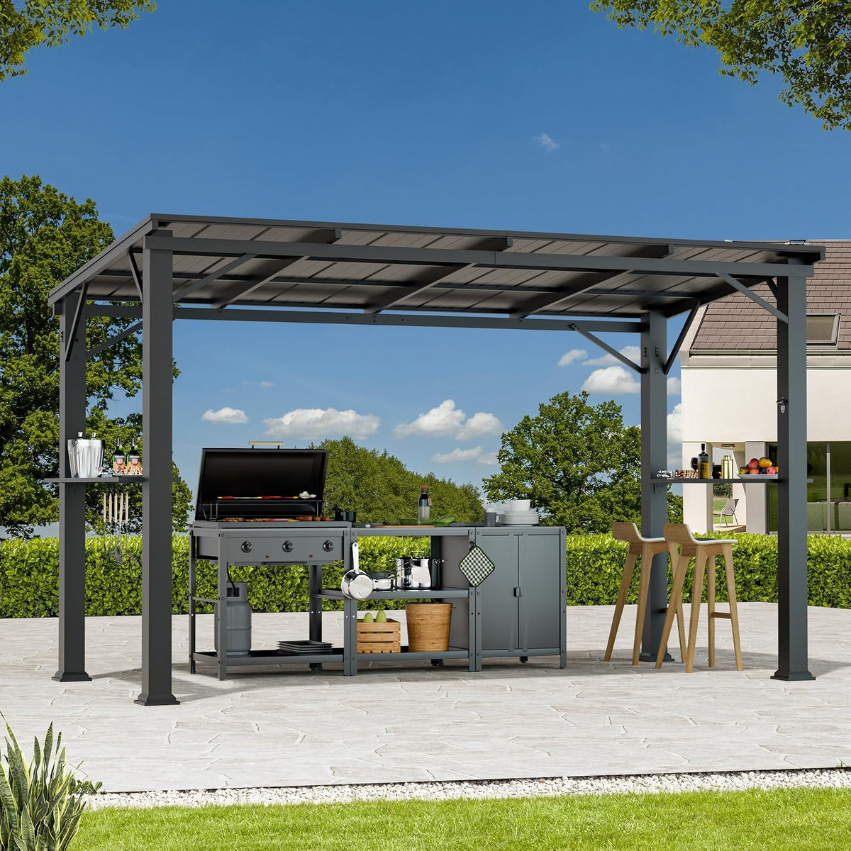 Covered Outdoor 10' x 20' Lean-to Gazebo